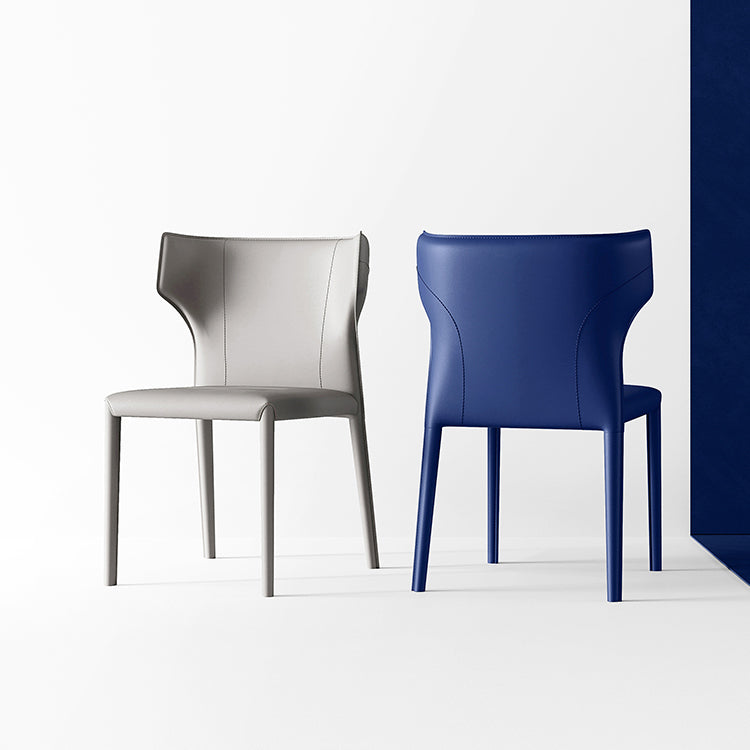 Chaises de salle à manger en cuir de style scandinave Chaises de salle à manger sans accoudoirs pour un usage domestique (Ensemble de 2)