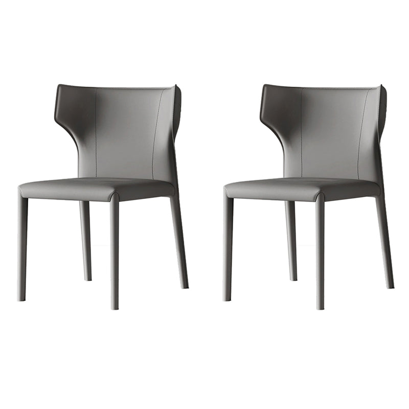 Chaises de salle à manger en cuir de style scandinave Chaises de salle à manger sans accoudoirs pour un usage domestique (Ensemble de 2)