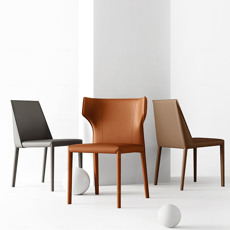 Chaises de salle à manger en cuir de style scandinave Chaises de salle à manger sans accoudoirs pour un usage domestique (Ensemble de 2)