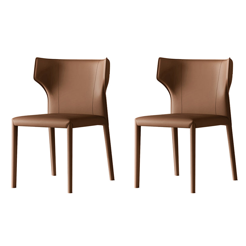 Chaises de salle à manger en cuir de style scandinave Chaises de salle à manger sans accoudoirs pour un usage domestique (Ensemble de 2)