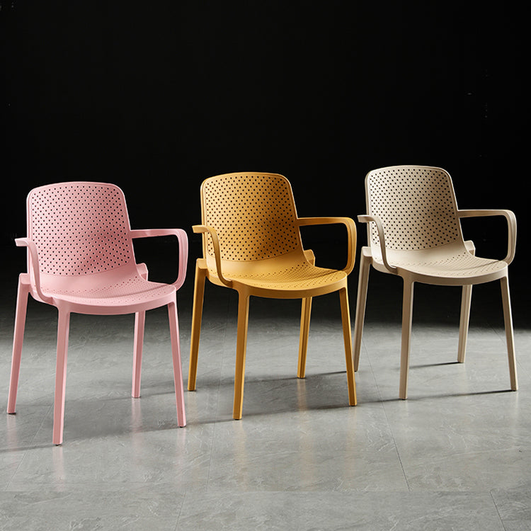 Sillas de comedor escandinavas Sillones con respaldo sólido de plástico (juego de 4)