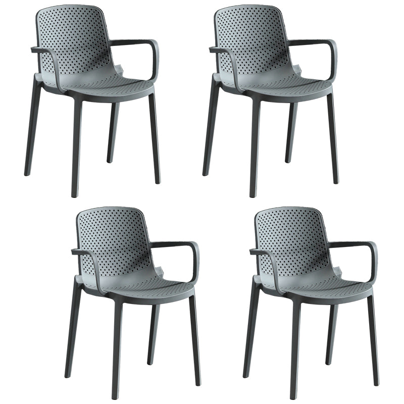 Fauteuils de salle à manger scandinaves Fauteuils à dossier solide en plastique (Ensemble de 4)
