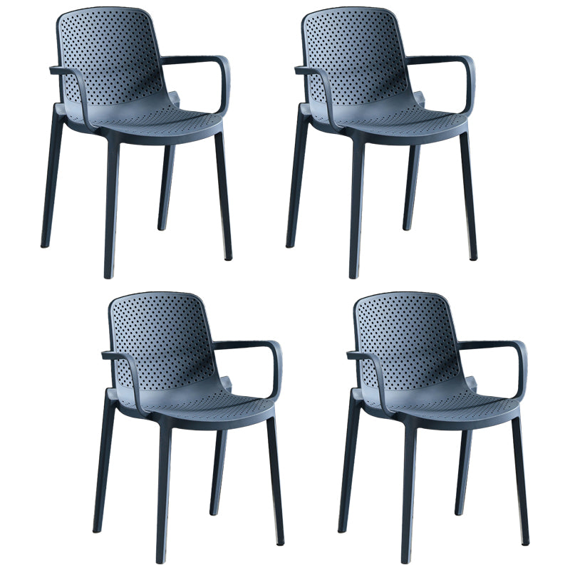 Sillas de comedor escandinavas Sillones con respaldo sólido de plástico (juego de 4)