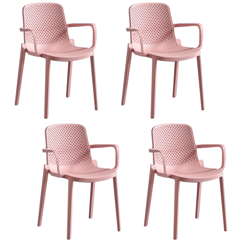 Sillas de comedor escandinavas Sillones con respaldo sólido de plástico (juego de 4)