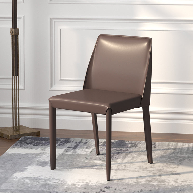 Chaises de salle à manger en cuir scandinave, chaises latérales de salle à manger sans bras à dossier solide