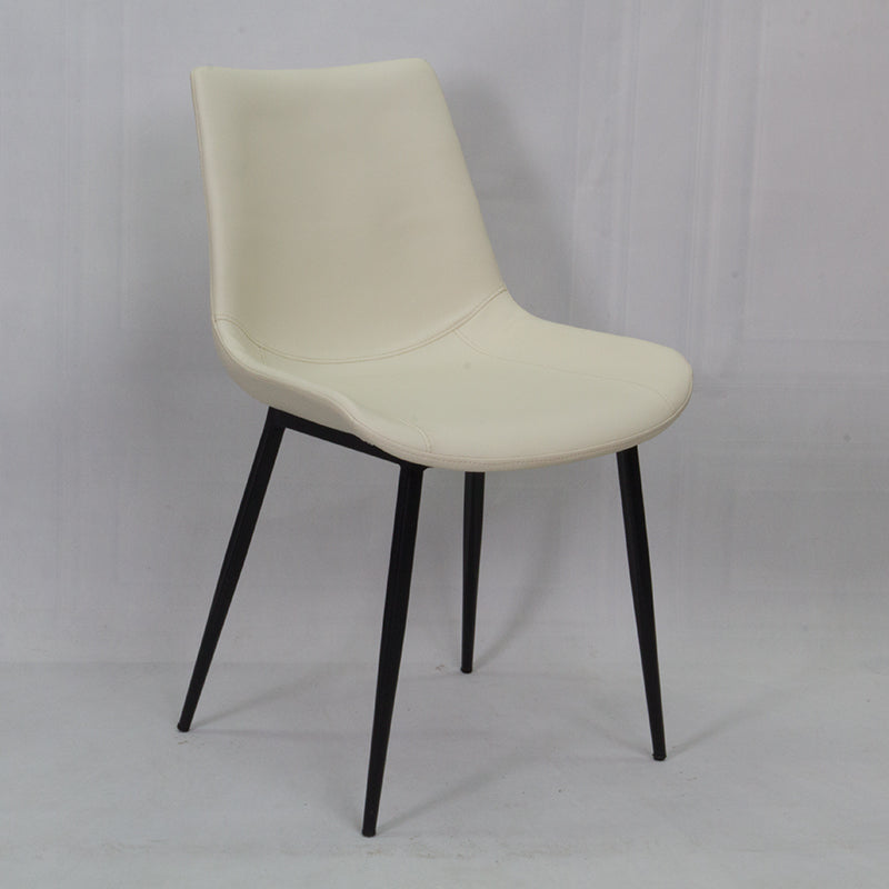 Silla de comedor de cuero de estilo escandinavo, respaldo sólido, silla de comedor de un solo brazo para el hogar