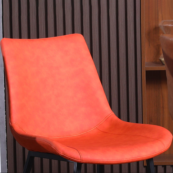 Silla de comedor de cuero de estilo escandinavo, respaldo sólido, silla de comedor de un solo brazo para el hogar