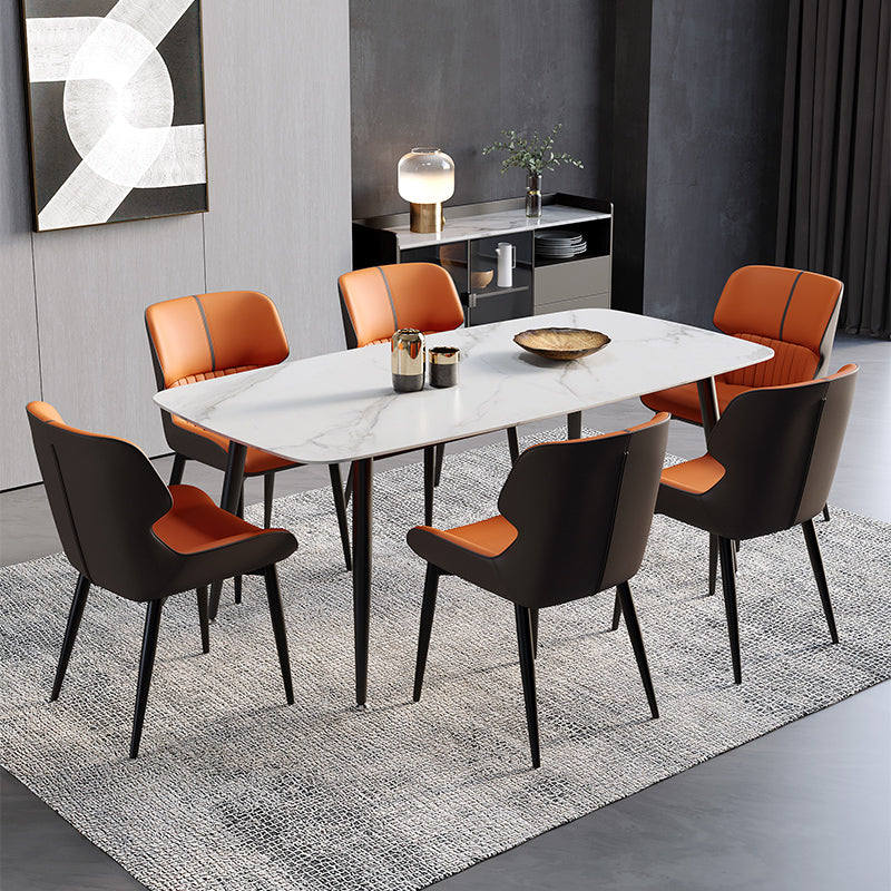 Contemporary Style Metal Dining Chairs Wingback Arm Dining Side Chair for Kitchen