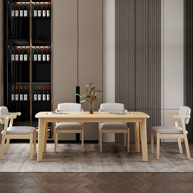 Silla de madera moderna para interiores y exteriores, silla lateral de comedor acolchada con respaldo abierto para el hogar