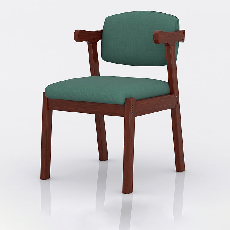 Silla de madera moderna para interiores y exteriores, silla lateral de comedor acolchada con respaldo abierto para el hogar