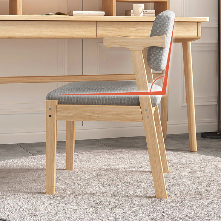 Silla de madera moderna para interiores y exteriores, silla lateral de comedor acolchada con respaldo abierto para el hogar