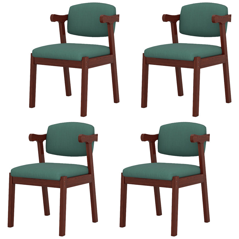Silla de madera moderna para interiores y exteriores, silla lateral de comedor acolchada con respaldo abierto para el hogar