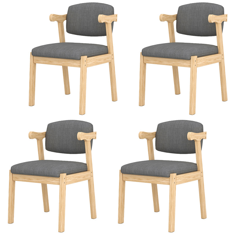 Silla de madera moderna para interiores y exteriores, silla lateral de comedor acolchada con respaldo abierto para el hogar