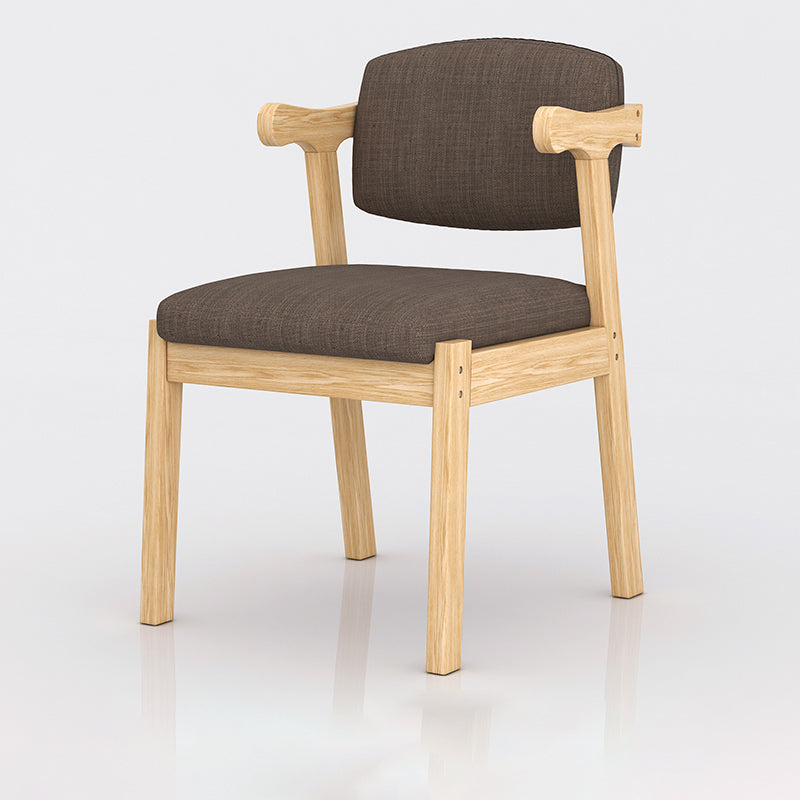 Silla de madera moderna para interiores y exteriores, silla lateral de comedor acolchada con respaldo abierto para el hogar