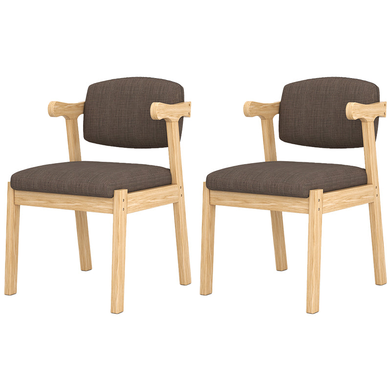 Silla de madera moderna para interiores y exteriores, silla lateral de comedor acolchada con respaldo abierto para el hogar