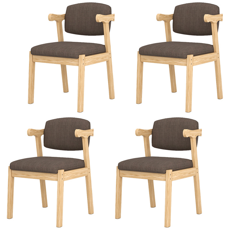 Silla de madera moderna para interiores y exteriores, silla lateral de comedor acolchada con respaldo abierto para el hogar