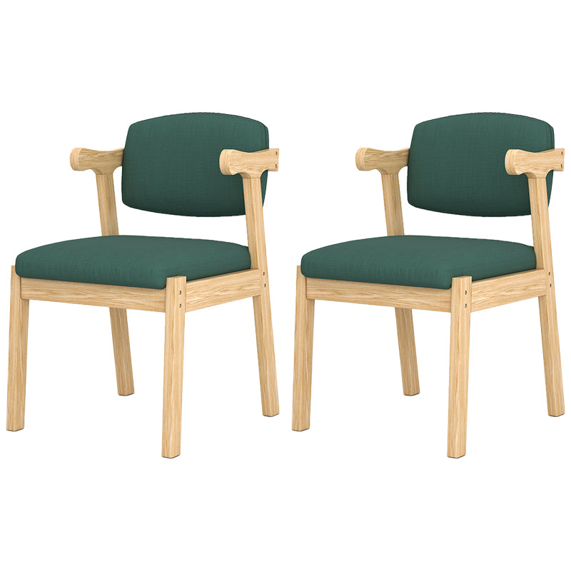 Silla de madera moderna para interiores y exteriores, silla lateral de comedor acolchada con respaldo abierto para el hogar