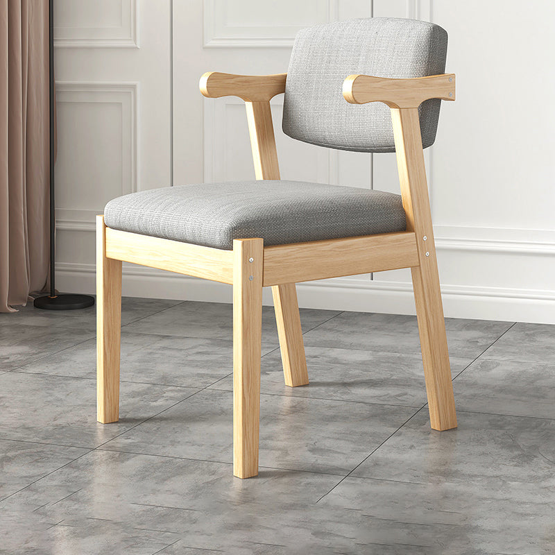 Silla de madera moderna para interiores y exteriores, silla lateral de comedor acolchada con respaldo abierto para el hogar