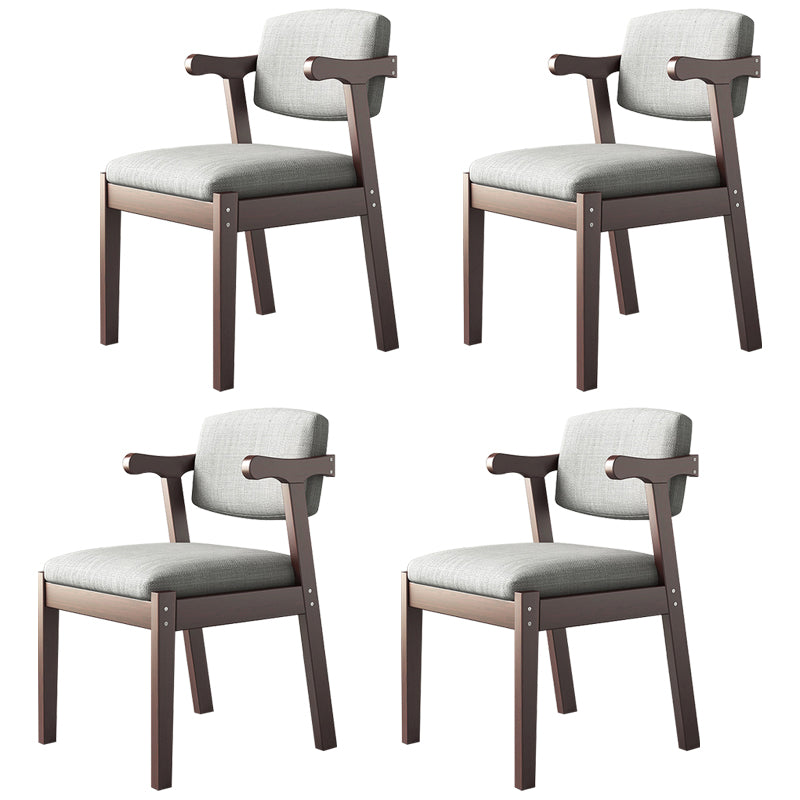 Silla de madera moderna para interiores y exteriores, silla lateral de comedor acolchada con respaldo abierto para el hogar
