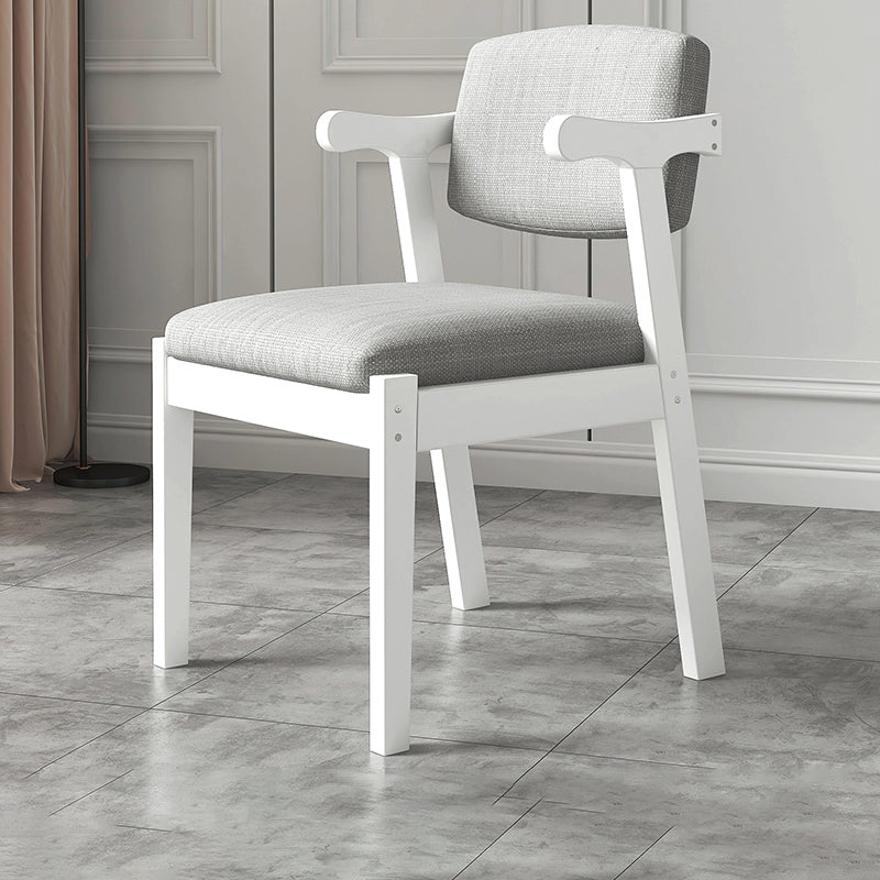 Silla de madera moderna para interiores y exteriores, silla lateral de comedor acolchada con respaldo abierto para el hogar