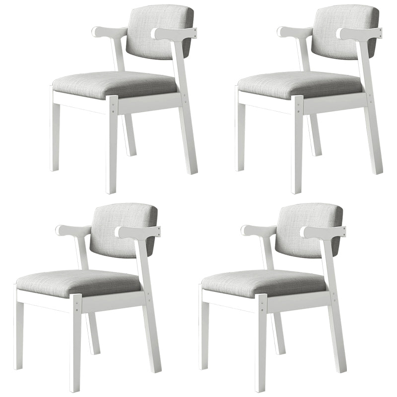 Silla de madera moderna para interiores y exteriores, silla lateral de comedor acolchada con respaldo abierto para el hogar