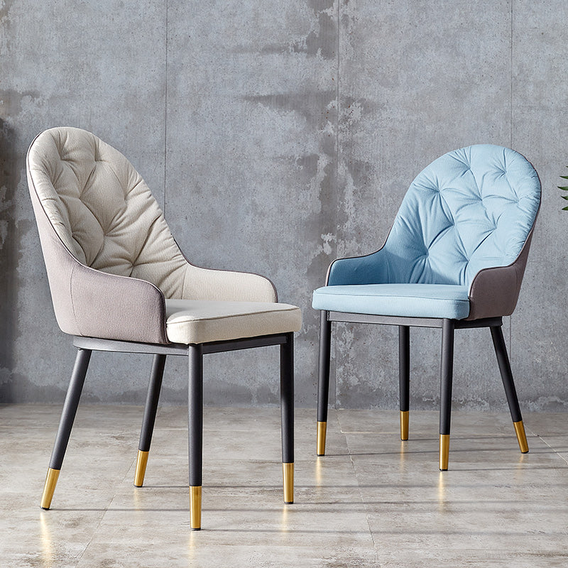 Sillas de comedor de metal de estilo nórdico, silla lateral de comedor con brazo Parsons para cocina