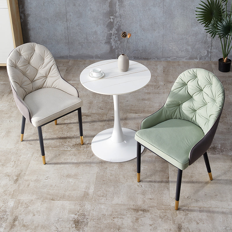Sillas de comedor de metal de estilo nórdico, silla lateral de comedor con brazo Parsons para cocina