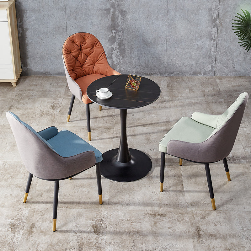 Sillas de comedor de metal de estilo nórdico, silla lateral de comedor con brazo Parsons para cocina