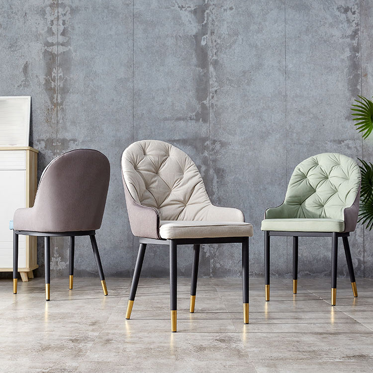 Sillas de comedor de metal de estilo nórdico, silla lateral de comedor con brazo Parsons para cocina