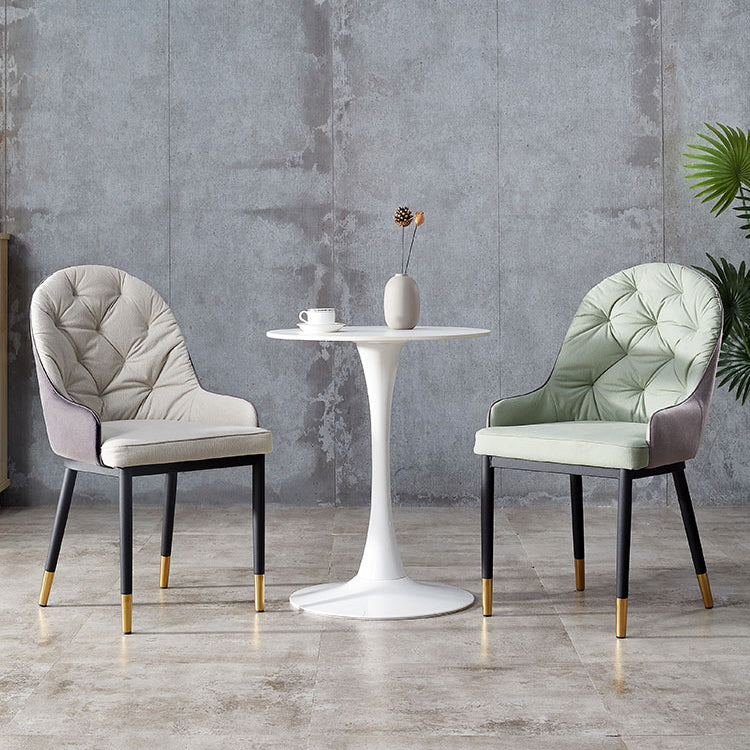 Sillas de comedor de metal de estilo nórdico, silla lateral de comedor con brazo Parsons para cocina