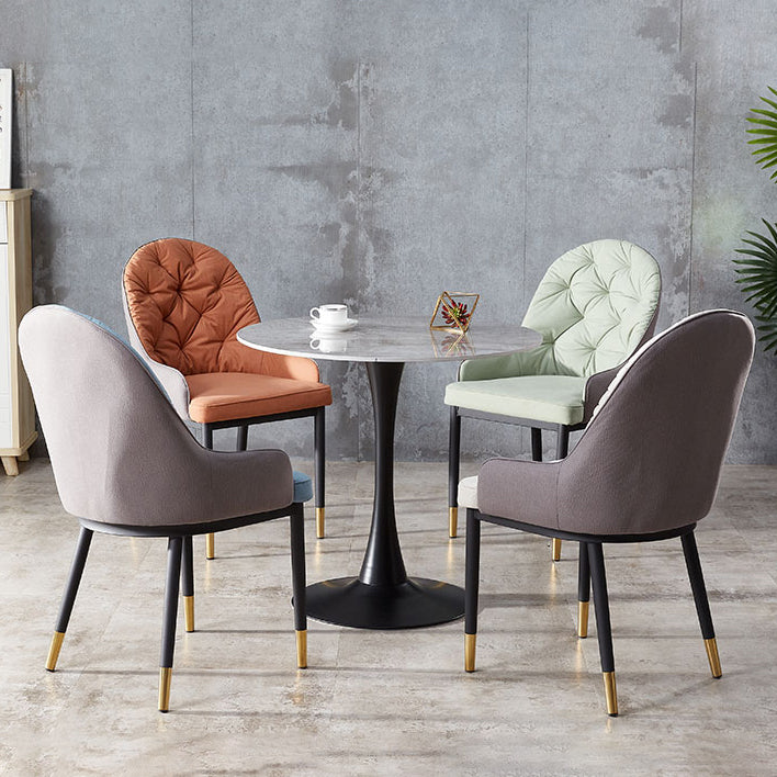 Sillas de comedor de metal de estilo nórdico, silla lateral de comedor con brazo Parsons para cocina