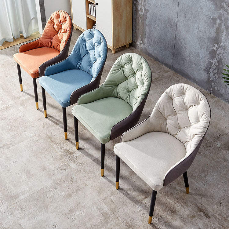 Sillas de comedor de metal de estilo nórdico, silla lateral de comedor con brazo Parsons para cocina