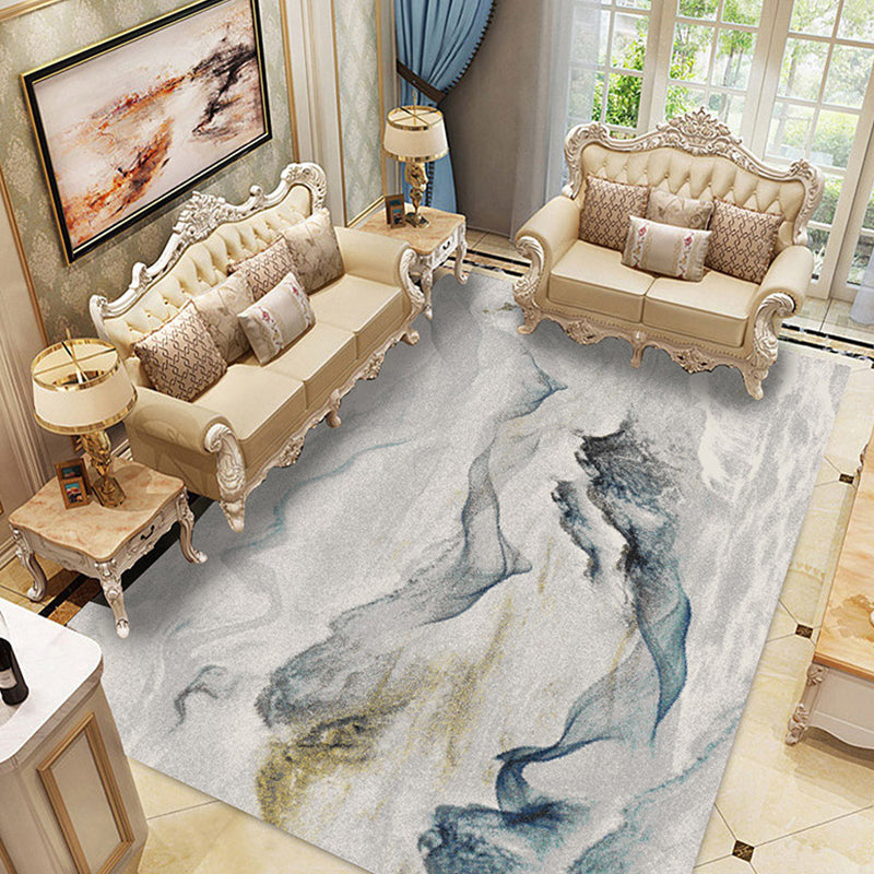 Light Yellow Modern Rug Polyester Graphic Area Rug Non-Slip Backing Rug for Living Room