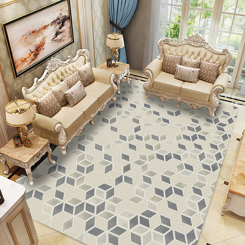 Light Yellow Modern Rug Polyester Graphic Area Rug Non-Slip Backing Rug for Living Room