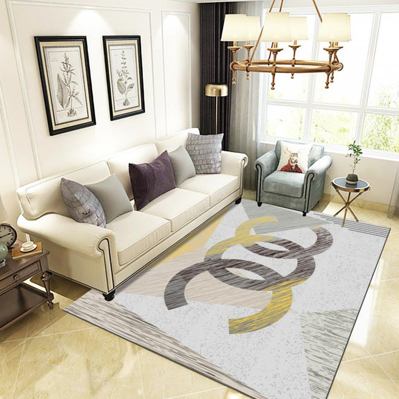 Lichtgele modern tapijten Polyester grafisch gebied Tapijt niet-slip achterste tapijt voor woonkamer