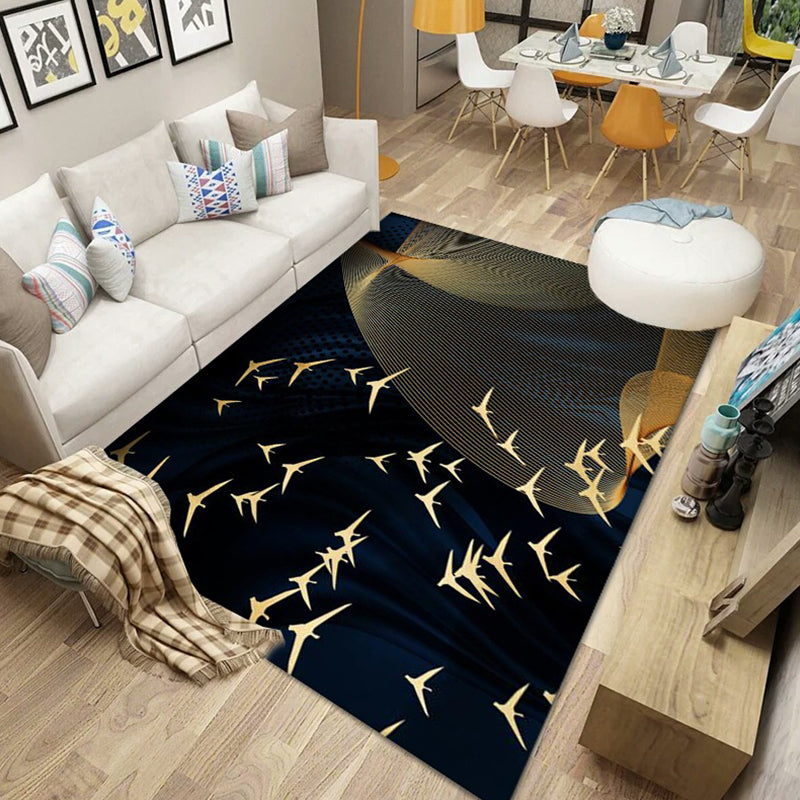 Goud modern tapijten polyester grafisch vloerkleed niet-slip achterste tapijt voor woningdecoratie