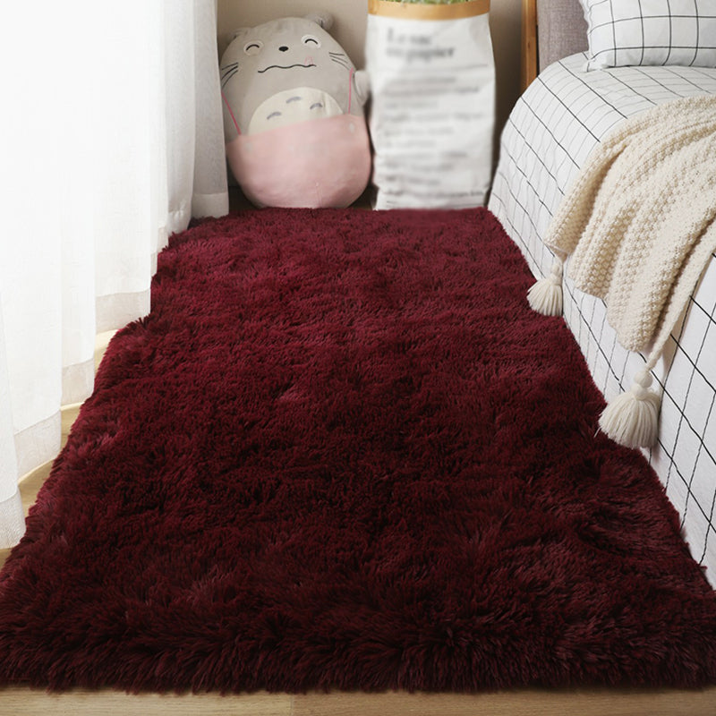 Modern Solid Shag Carpet Polyester Indoor Rug Non-Slip Backing Area Carpet for Adult's Bedroom