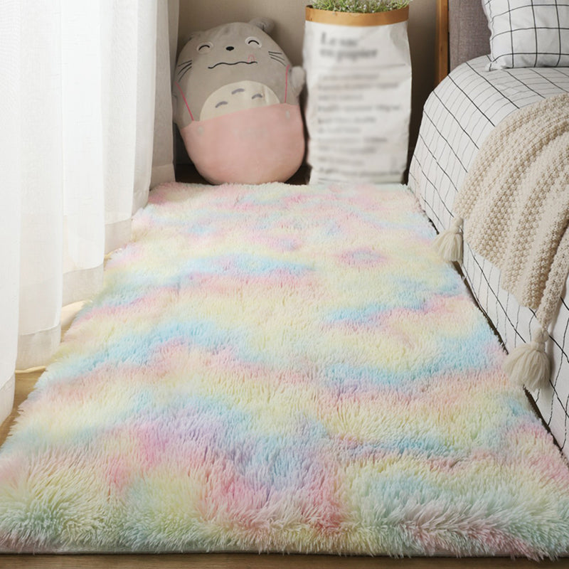 Modern Solid Shag Carpet Polyester Indoor Rug Non-Slip Backing Area Carpet for Adult's Bedroom
