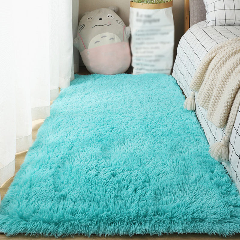 Modern Solid Shag Carpet Polyester Indoor Rug Non-Slip Backing Area Carpet for Adult's Bedroom
