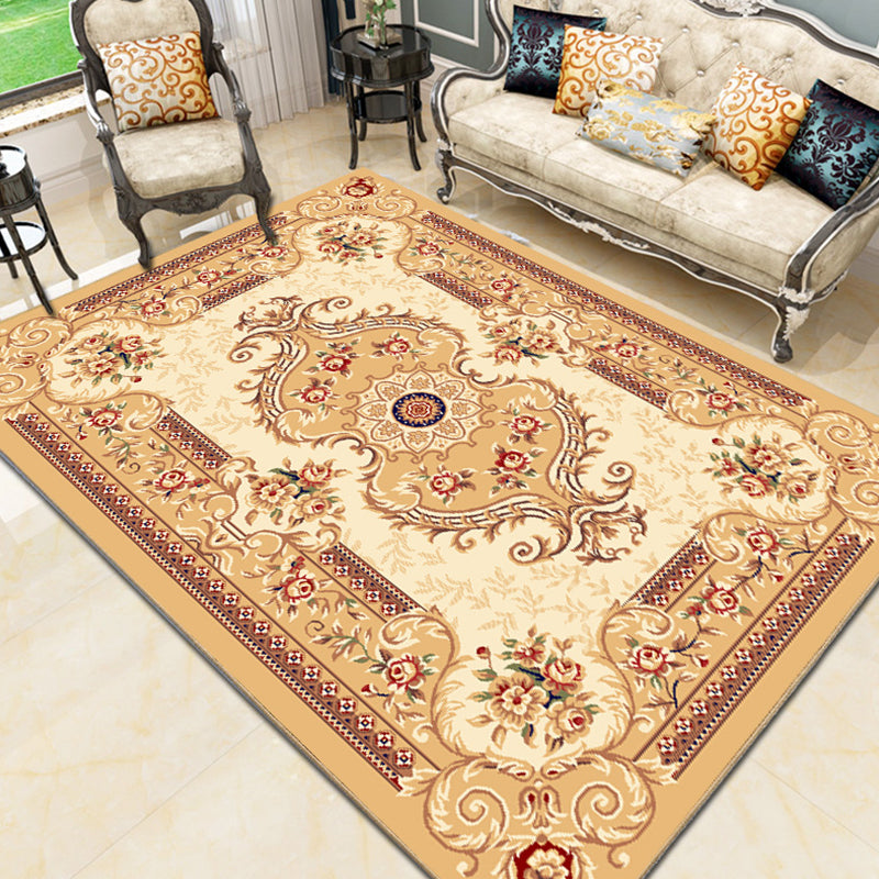 Tapis de conception florale antique Polyester tapis intérieur Tacler la zone résistante à la zone pour décoration domestique