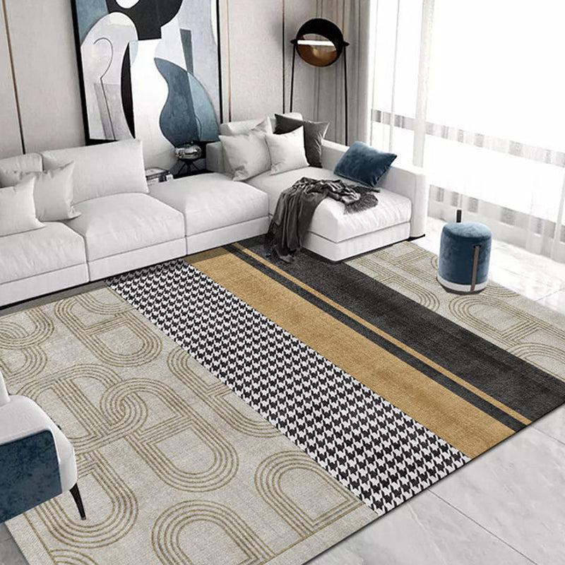 Modern geometrisch patroon Tapijt Grijs Polyester Gebied Rug vlekbestendig gebied Rug voor thuisdecoratie