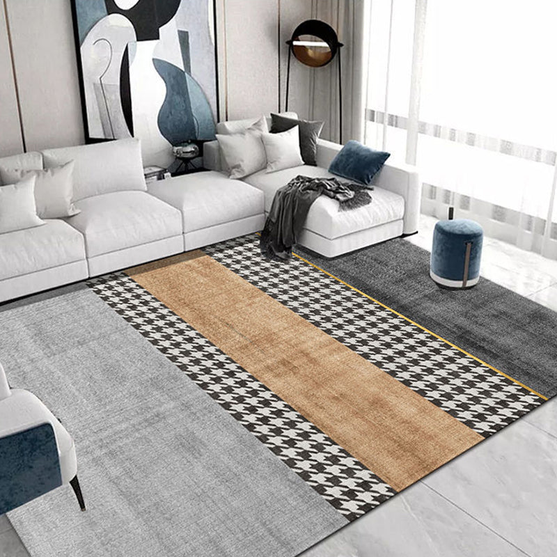 Modern geometrisch patroon Tapijt Grijs Polyester Gebied Rug vlekbestendig gebied Rug voor thuisdecoratie