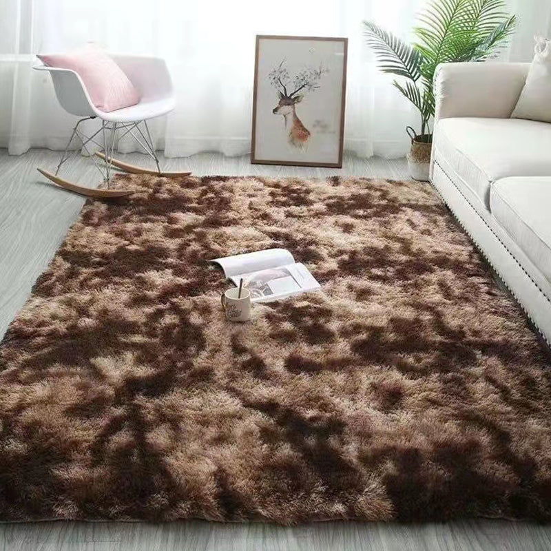 Modern Solid Shag Carpet Polyester Indoor Rug Non-Slip Backing Area Carpet for Living Room