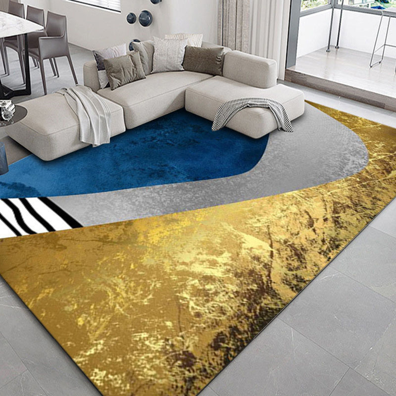 Grey Living Room Area Carpet Modern Geometric Print Area Rug Stain Resistant Area Rug