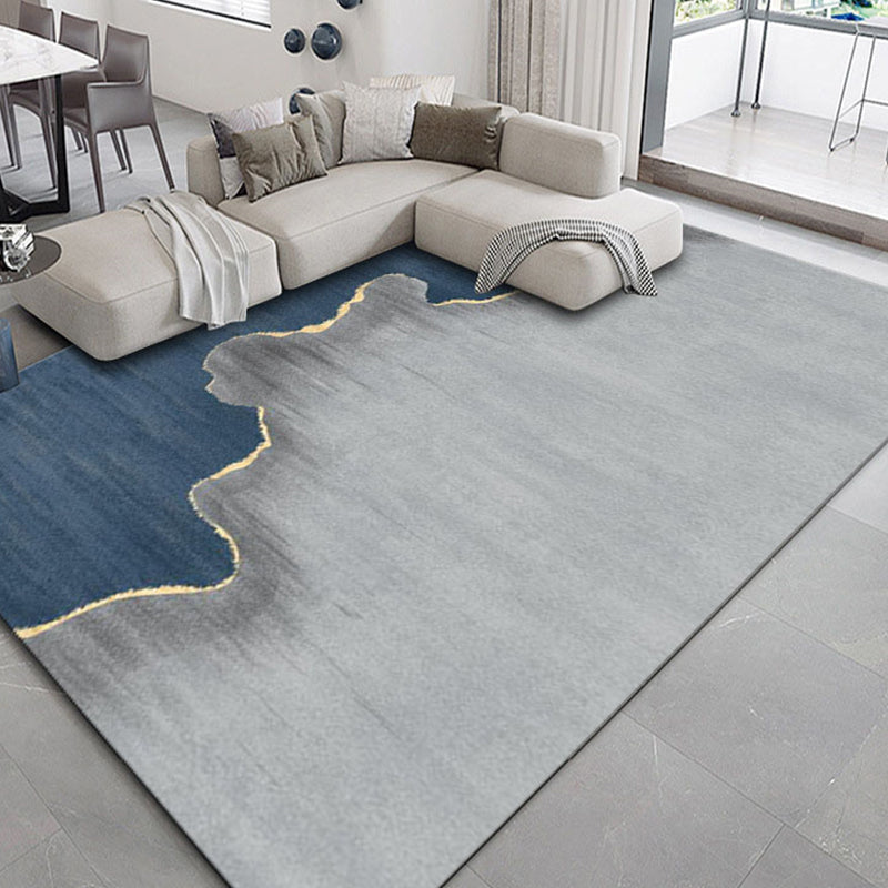 Grey Living Room Area Carpet Modern Geometric Print Area Rug Stain Resistant Area Rug