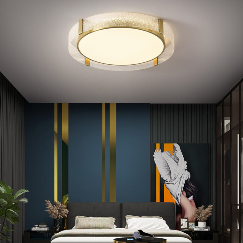 Round Flush Light Modern Style Metal 1 Light Flush Ceiling Light Fixture