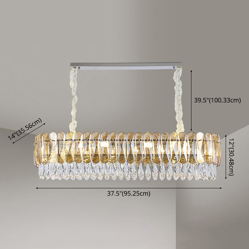 Crystal Oval Island Pendant Lights Modern Island Lighting 8 Light Island Ceiling Light