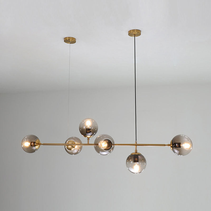 Contemporary Ball Island Lighting Glass 6 Lights Chandelier Lighting Fixtures