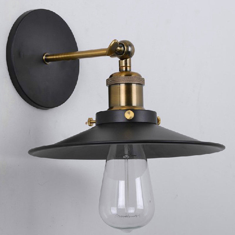 Tapered Cape Shade 1-Light Industrial Style Metal Wall Lighting in Black