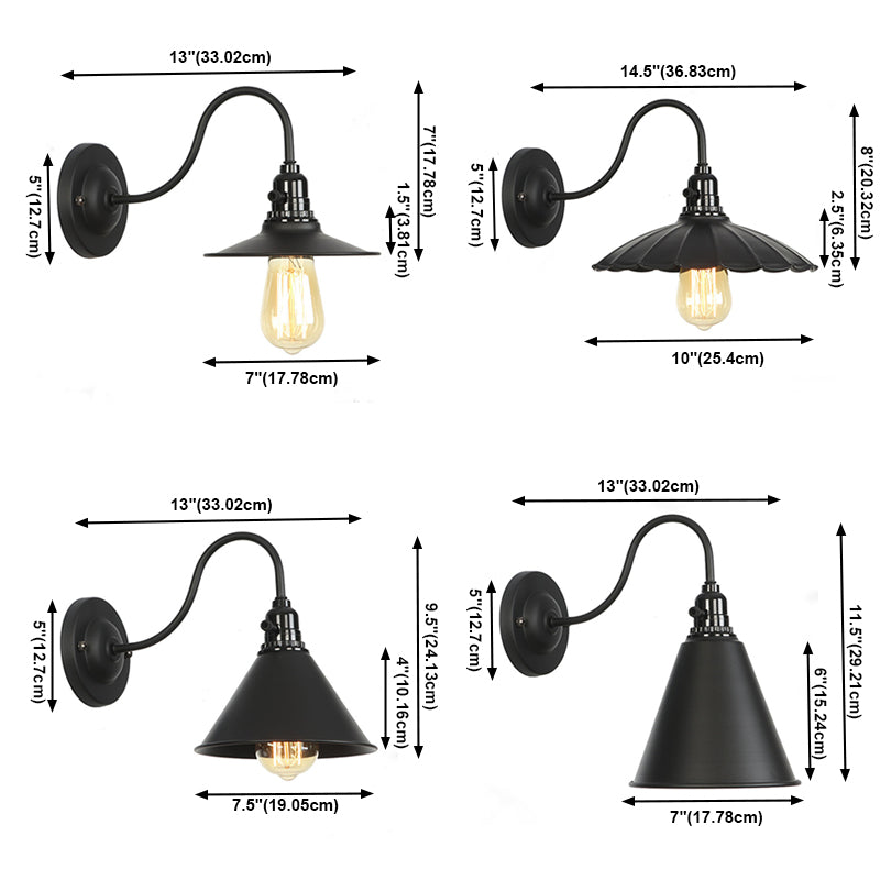 Geometric Wall Sconce Lighting Industrial Style Glass 1 Head Wall Mounted Light Fixture in Black